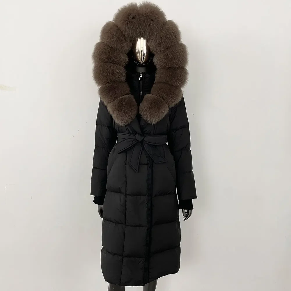 

2024 Winter Luxury Real Fox Fur Collar White Goose Down Jacket Natural Fur Jacket Women Parka Thick Warm Loose Waterproof Coat
