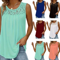 Solid color versatile sleeveless chest pleated casual vacation top