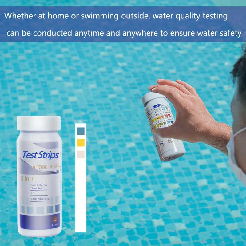 Pool Water Test Strips 50 Strips Well Water Testing Paper PH Total Alkalinity Acid-Base Test Paper For Residual Chlorine Water