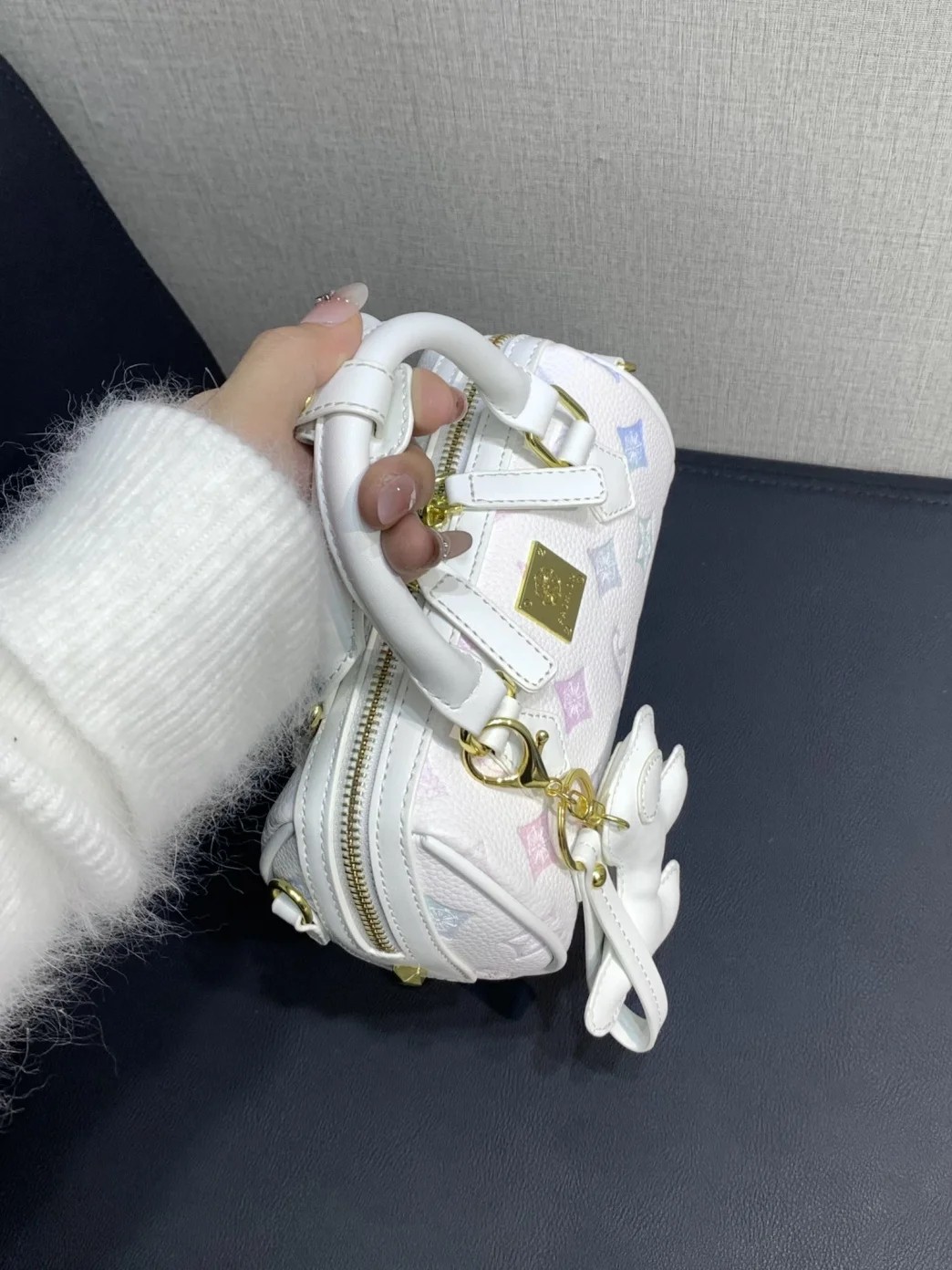 floral-emed-crossbody-handbag-women's-commuter-tote-bag-sweet-lady-sle-cowhide-leather-faion-bag