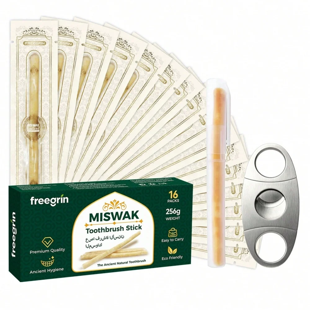FREEGRIN 16er-Pack Natürliche Miswak-Stäbchen-Set mit Schneidwerkzeug, Tragbare Siwak Traditionelle Zahnbürste, Kaustäbchen für Zahnpflege, Bestseller – Detail 11