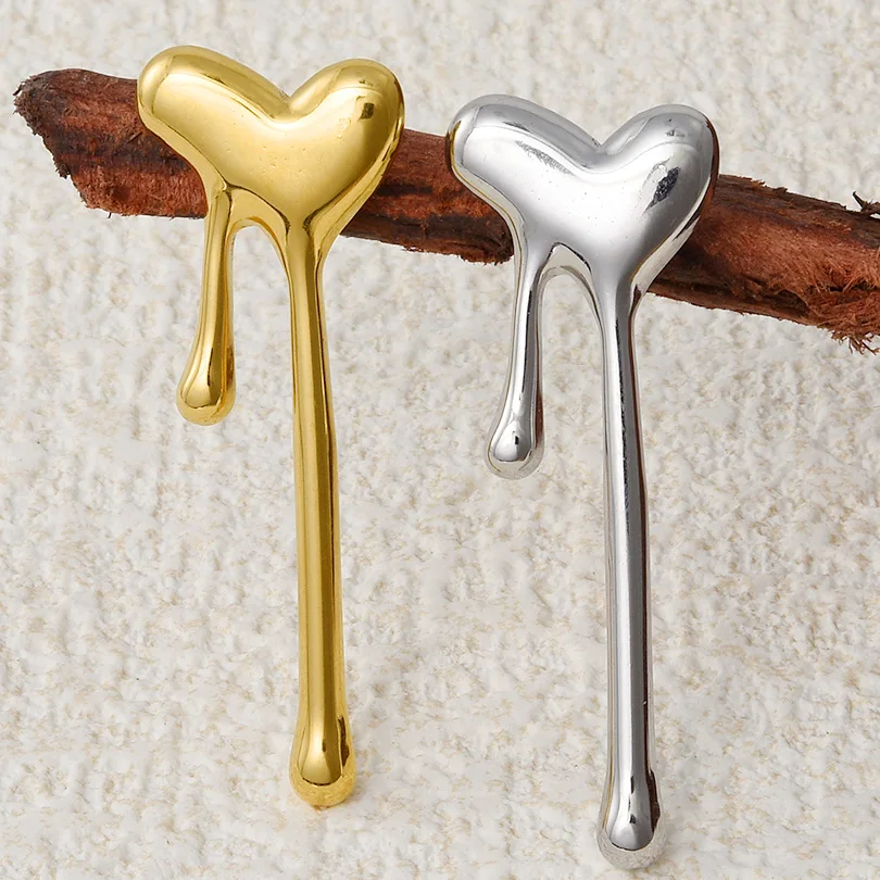 New Stylish Gold Plated Earrings Heart Shaped Irregular Uneven Round Earring for Women Girl Birthday Jewelry Gifts Stud Earrings