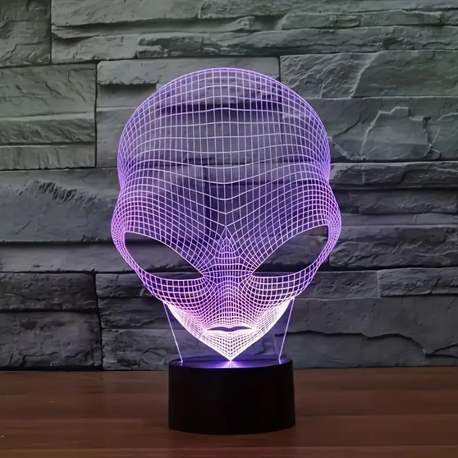 An alien 3D nightlight, workbench room living room atmosphere light, holiday birthday creative gifts, colorful dimmable