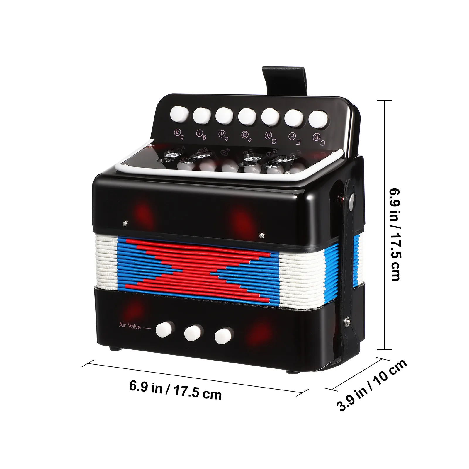 's 10-Button Mini Accordion Lightweight Portable Musical Instrument for Early Development Air Valve Rhythm Control