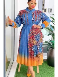 Elegant African Dresses for Women 2024 New Summer Fashion 2 PCS Sets Tops And Skirts Suits Muslim Kaftan Chiffon Maxi Dress