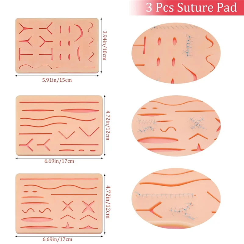 3 Pcs Suture Pad 3 Layer Suture Practice Pad With Wounds Suture Practice For  And Vet Students Practice