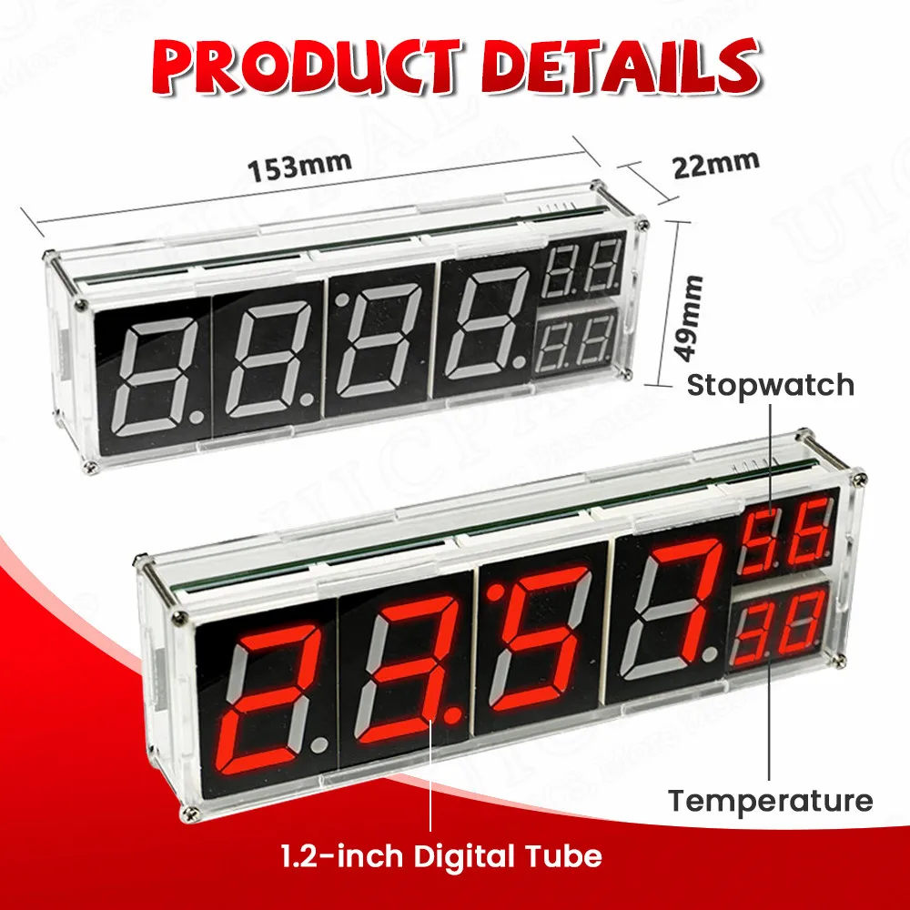 DIY Kit Electronic Network Clock WiFi ESP8266 Module 8-bit Digital Tube Display Time Temperature Alarm Soldering Practice Kit