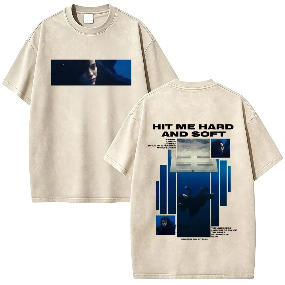 

Washed Vintage Hit Me Hard and Soft 2026 T-shirt Men Women Fashion Pop Music T Shirts Unisex Hip Hop Oversized Tshirt Streetwear