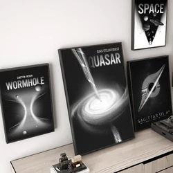 Black and White Space Poster Wormhole Quasar Sagittarius Black Hole Wall Art Print Picture Canvas Painting for Room Home Decor