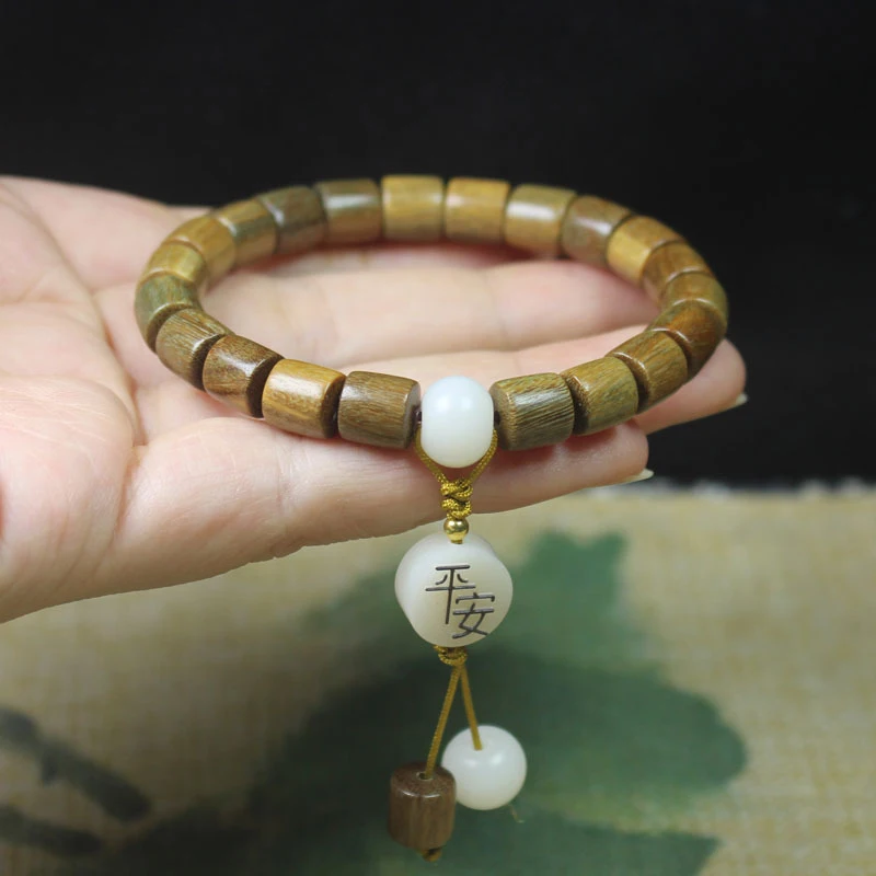 

Аргентинский браслет из бусин из зеленого сандалового дерева с кисточками из белого нефрита Бодхи, унисекс, молитвенные четки и культурный артефакт