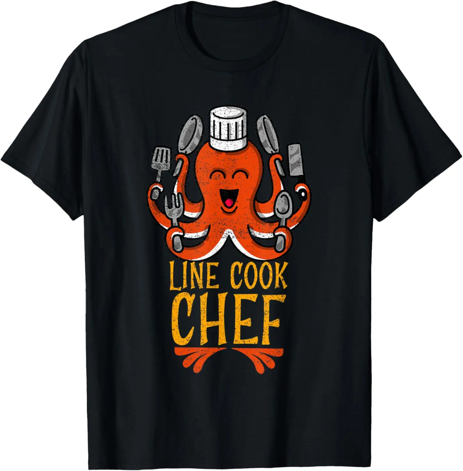 

Line Cook Chef Funny Culinary Octopus Kitchen Utensils T-Shirt