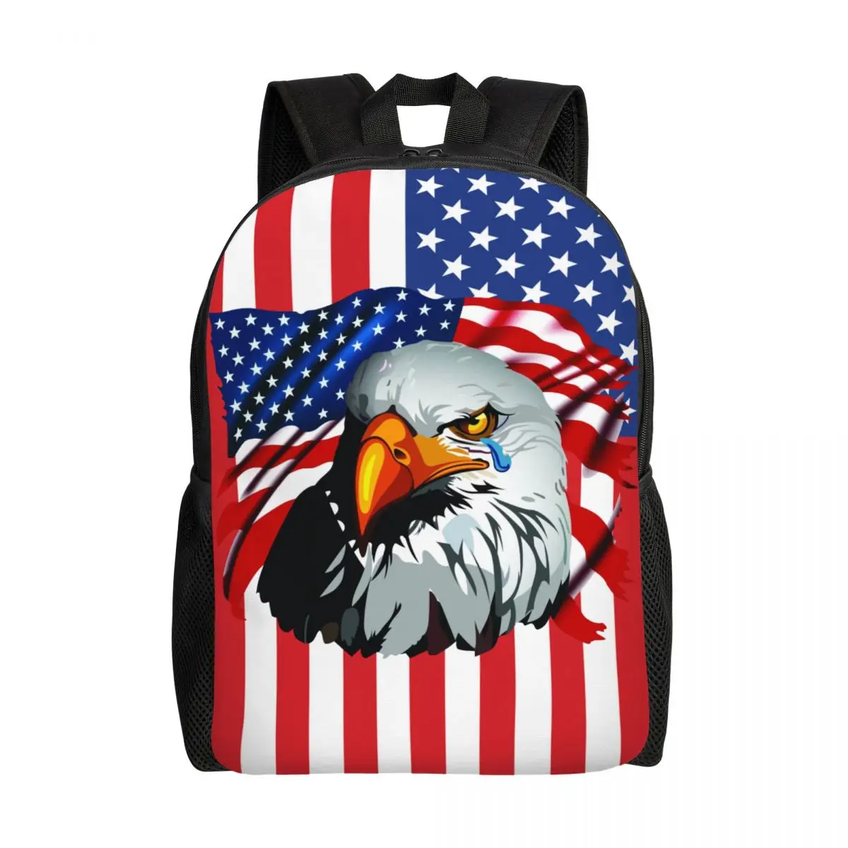 USA American Flag Bald Eagle Laptop Backpack Men Women Basic Bookbag for School College Student Bag