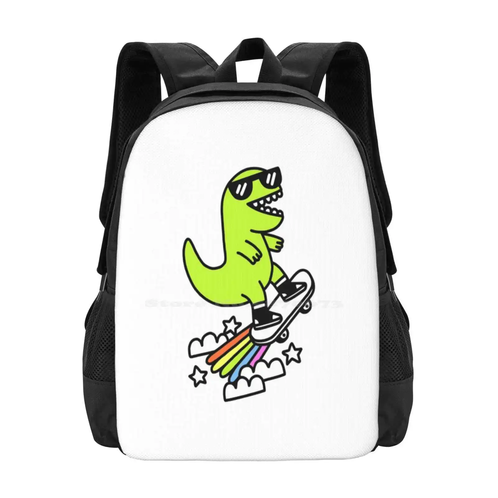 Rad Rex Hot Sale Backpack Fashion Bags T Rex Cool Radical Tyrannosaurus Dinosaurs Rainbows Skateboards Skater Groovy Cloud