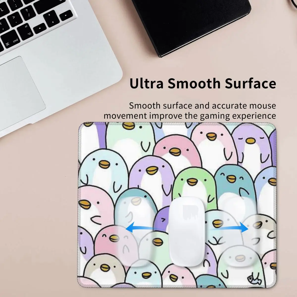 Pinguim Snuggles Mouse Pad Teclado de computador Tapete de mouse para jogos Tapete de mesa para laptop Tapetes de mesa de escritório