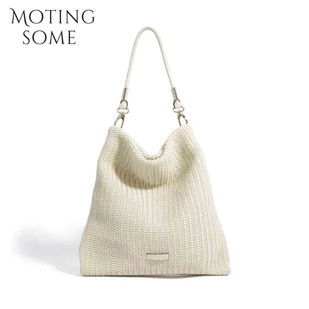 

Motingsome Fashion Knited Bags High Quality PU Leather Handbag and Purses Simply Shoulder Casual Tote Lady Summer Bag 2024 New