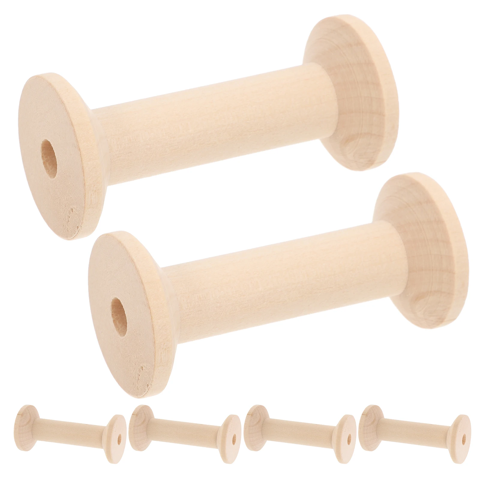 

6pcs Large Unfinished Wooden Thread Spools Empty Round Embryo Holder Cross Stitch Kits Sewing Bobbin Weaving Natural