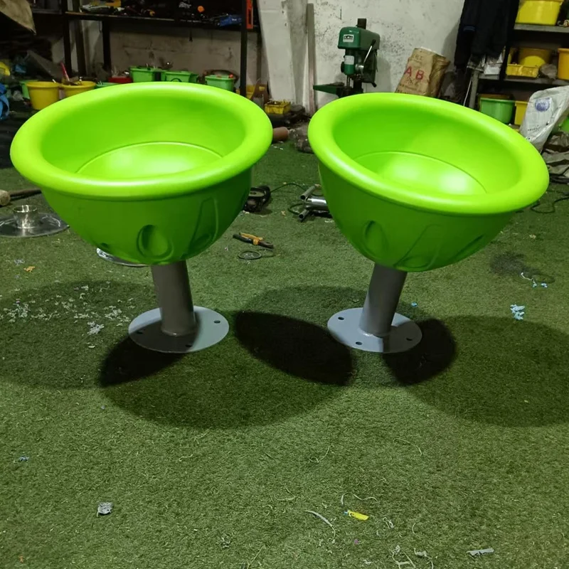 Outdoor LLDPE plastic carousel, multi-color children's small bowl rotating chair, commercial indoor playground equipment