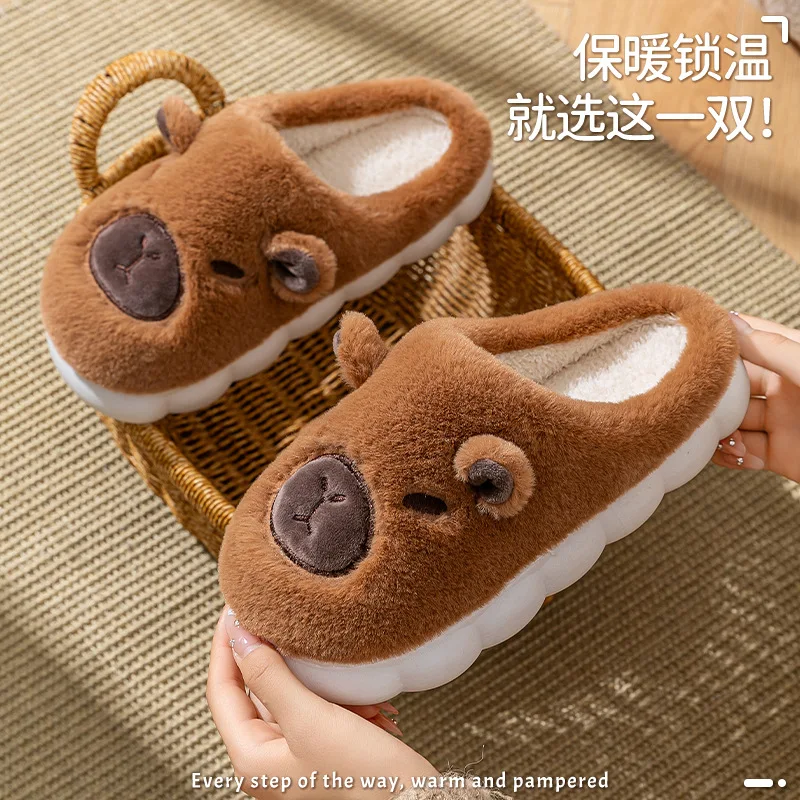 Zapatillas de felpa de invierno para mujeres y hombres: zapatos de casa de suela gruesa para parejas, cómodas diapositivas interiores con forro polar y comodidad de espuma viscoelástica