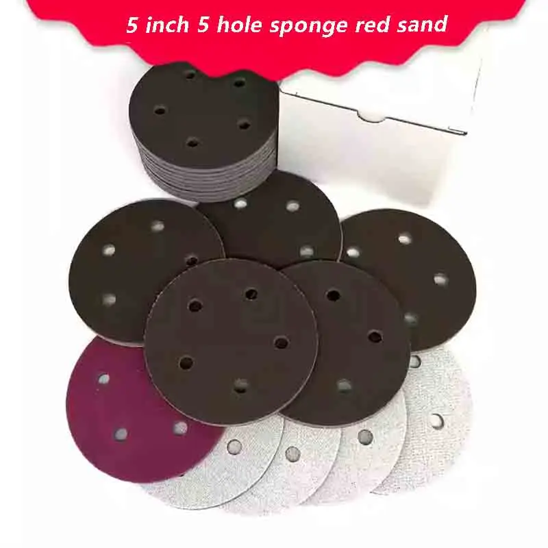 

2Pcs Flocking Sand Sponge Red Sandpaper Sanding Disc Hook and Loop 5-6 Inch 5-17Holes 300-1800 Grit for Polishing & Grinding