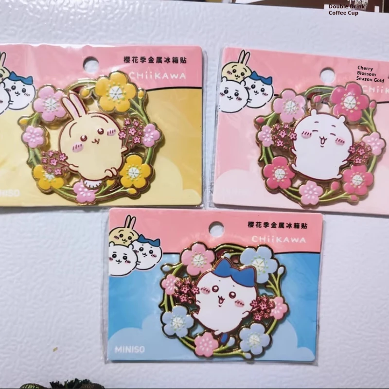 

Miniso Chiikawa Series Sakura Season Metal Fridge Magnet Ussaki Little Eight Anime Themed Refrigerator Sticker Collectible Toy