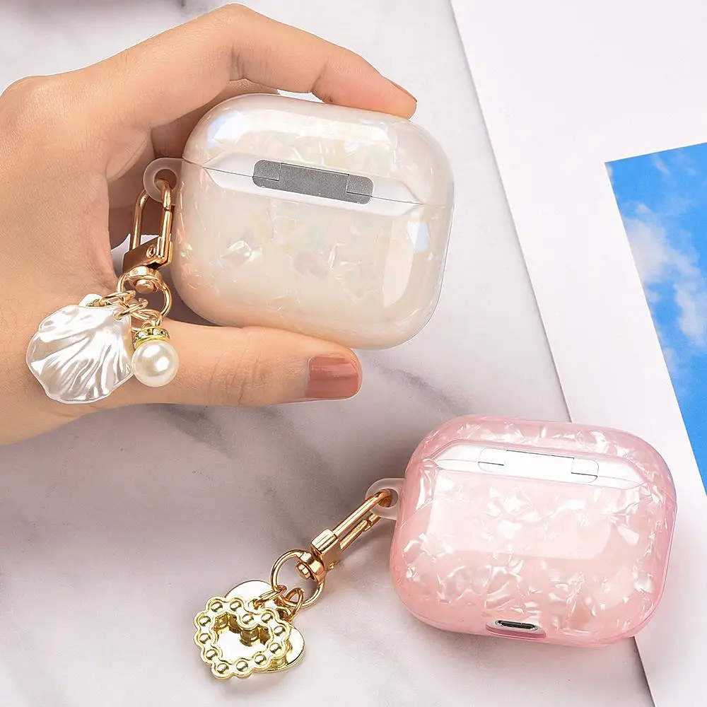 Girl Pearl Shell Keychain Case for AirPods Pro 2 3 2023 1 Case for AirPods Pro2 Pro 2nd Generation Airpod Pro Case Silicone Capa