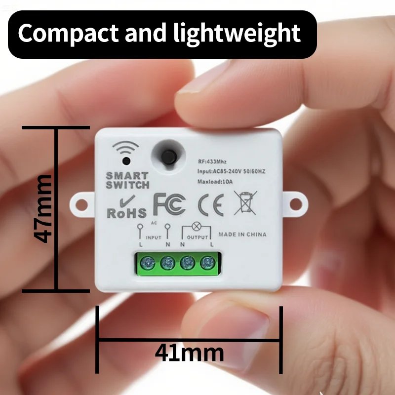 

433Mhz Universal Wireless Remote Control Switch 110V 220V 10A Relay Mini Receiver Remote Control For Home Led Light Lamp
