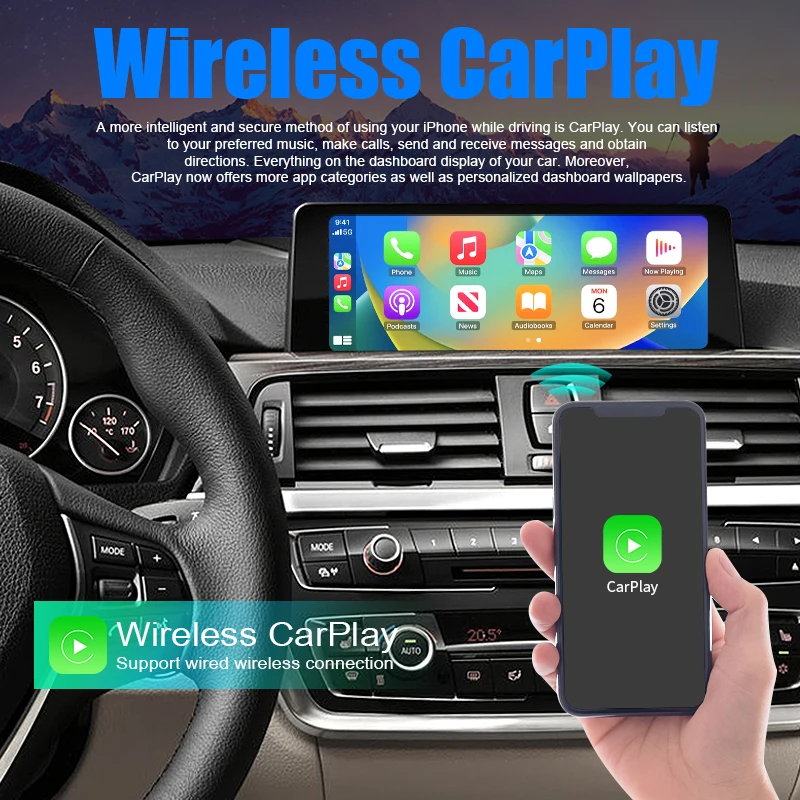 For BMW 1 2 3 4 5 7 Series E70 E87 F10 F20 F30 X1 X3 F25 F26 F48 G30 MINI X4 X5 X6 F56 F15 Wireless CarPlay Android Auto Decoder