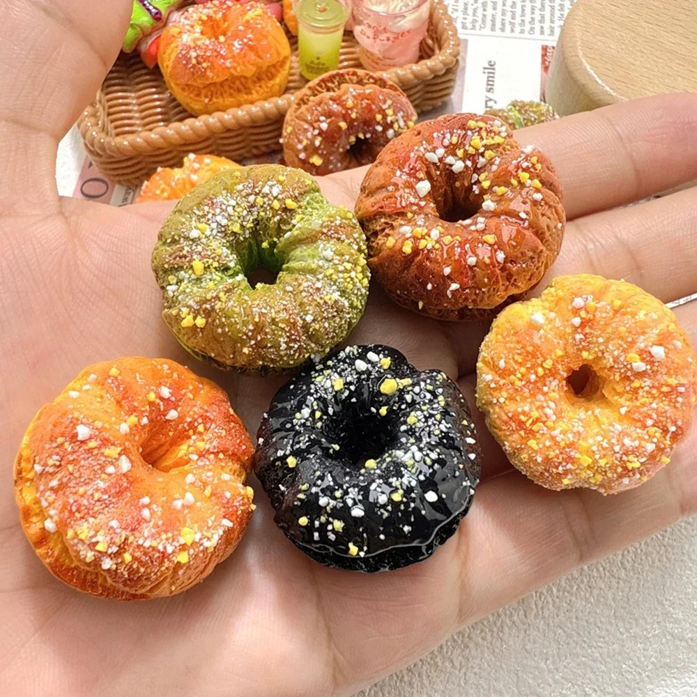 5PCS Shiny 28x29mm Salt Bread Miniature Flat Back Resin Cabochons For Hairpin Scrapbooking DIY Home Decor Craft Accessories
