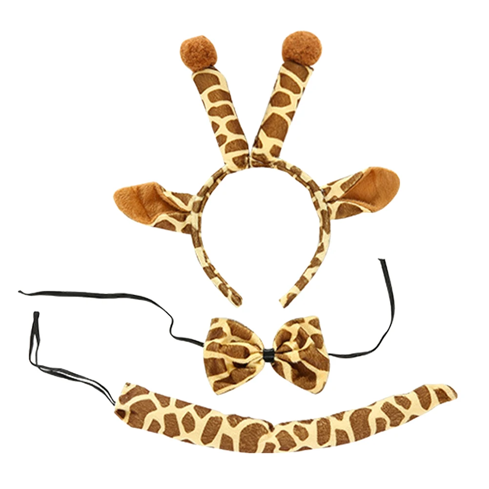 

1 set Giraffe Headdress Set Animal Headbands Ears Hair Hoops Tail Bow Tie Costume Party Accessories Cosplay Props