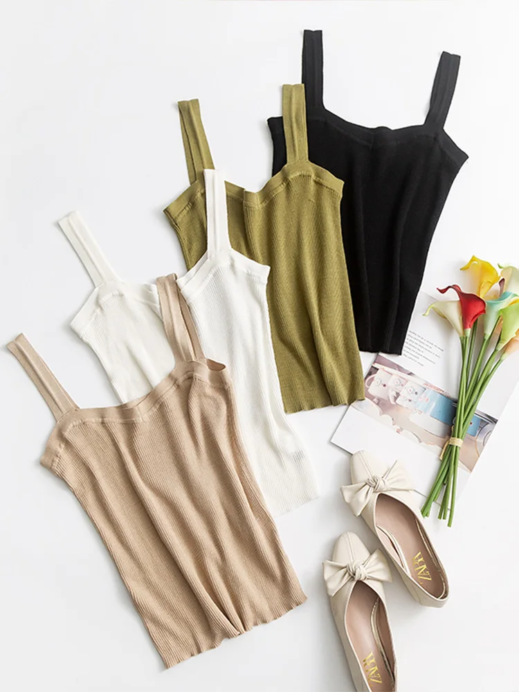 SuyaDream Women Silk Camisole 70%Silk 30%Cotton Kitted Chic Camis 2025 Spring Summer Solid Bottoming Shirt