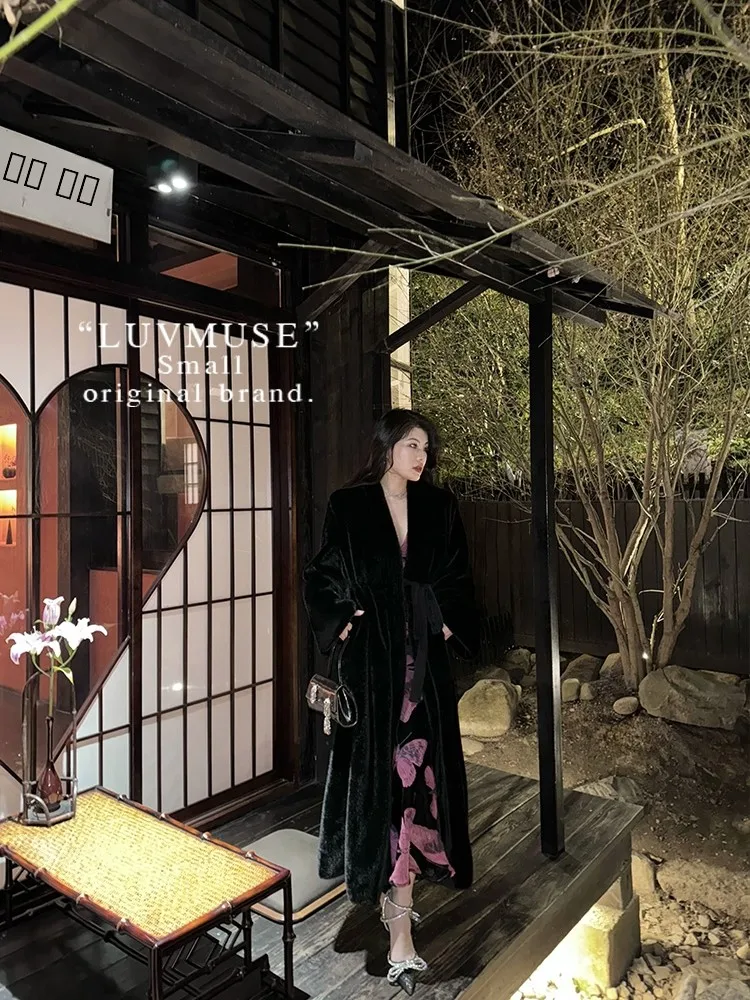 

Пальто LuvMuse Lazy Wed из искусственного меха с высоким содержанием тепла, женское, из норкового вельвета, экологичное, для повседневной носки, длинное, с рукавами