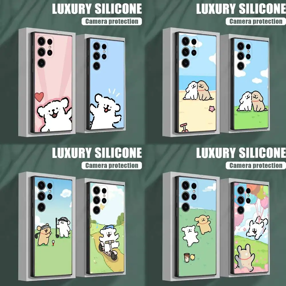 

L-line Puppy M-Malteses Phone Case For Samsung S25,S24,S23,S22,S21,S20,S10,Ultra,Plus,Lite,FE,Soft Silicone Black Cover