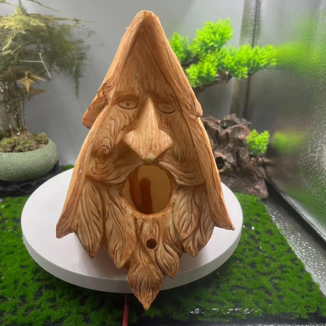 

Fairy Tale Bird's Nest Happy Spirit Birdhouse Ornaments Wooden Hand-carved Bird Feeder Crafts Garden Outdoor Decoration Pendant