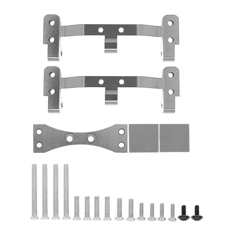 Metal Link Rod Mount Base and Axle Up Servo Bracket Mount for WPL C14 C24 C34 C44 C54 1/16 RC Car Upgrade Parts, grey