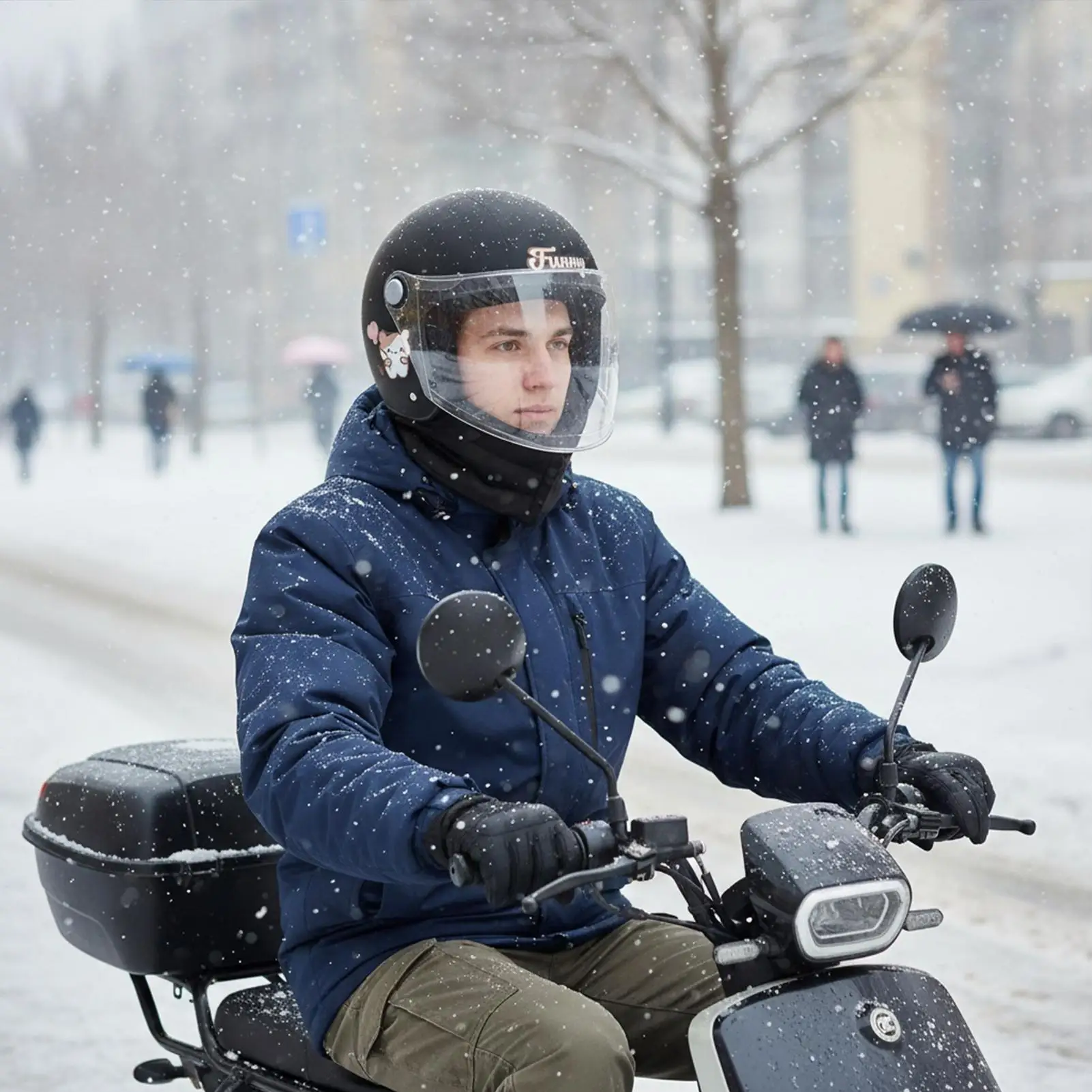 

Шлем для электрического скутера, термозащитный головной убор, съемные термозащитные гетры для мужчин и женщин, молодежный зимний мотоцикл
