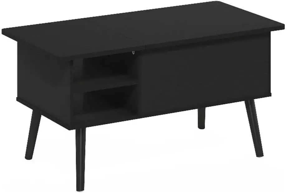 

Jensen Wooden Leg Lift Top Coffee Table with Hidden Compartment and Side Open Storage Shelf for Living Room, Americano