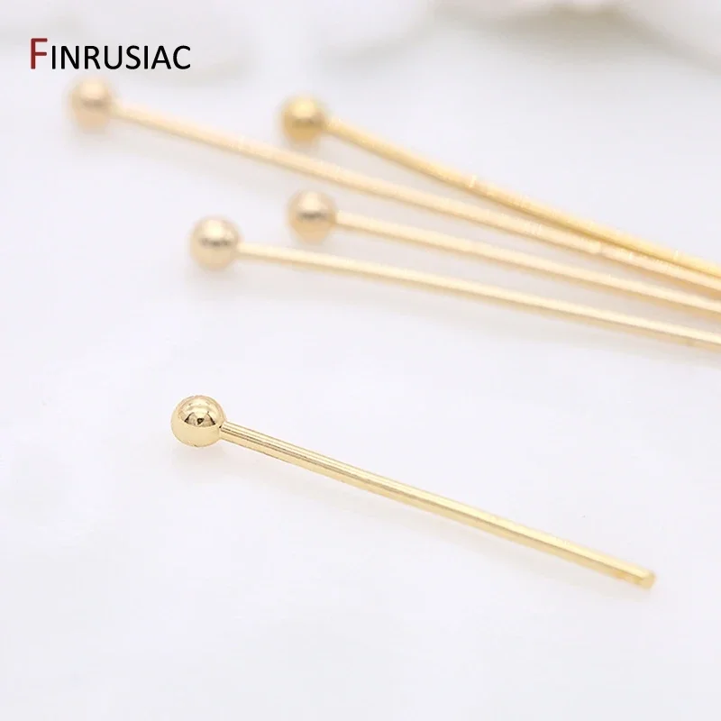 DIY Jewelry Pin Supplies Multiple Specifications Of 14K Real Gold-Plated Ball/Flat /Eye Head Pins For Jewelry Making Supplies