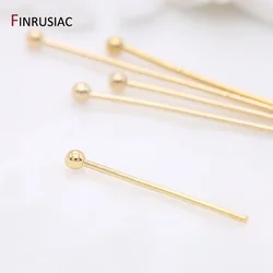 50pcs Gold Plated Brass Ball/Flat /Eye Head Pins Jewellery Making Beading Pins Findings Supplies,DIY Jewelry Making Accessories