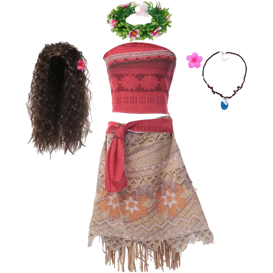 

Moano Dress Halloween Dress Up Party Costume Girl Princess Fancy Clothes Children Vaiana Summer Dress Outfit