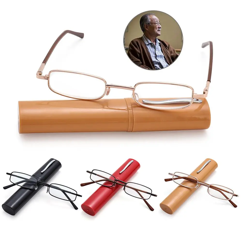 Strength +1.0~+4.0 Lightweight Slim Anti-blue light Readers for Men Women Eyeglasses Reading Glasses with Pen Clip Tube Case