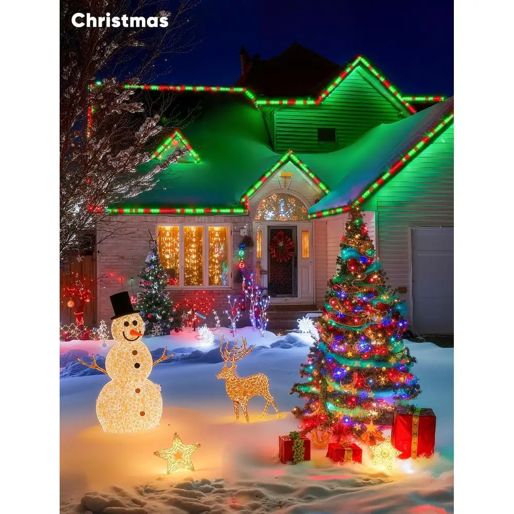 شريط أضواء LED مقاوم للماء بطول 33 قدمًا RGB+IC+CCT، مطاردة الألوان الخارجية للمهرجانات، IP65 قابل للتعتيم، مناسب لعيد الميلاد والهالوين