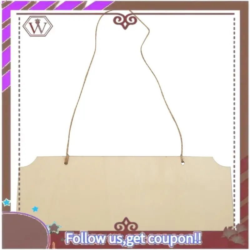 ABBG-10 Pieces Unfinished Hanging Wood Sign Rectangle Blank Wooden Plaque Banners With Ropes For Pyrography Painting Writing