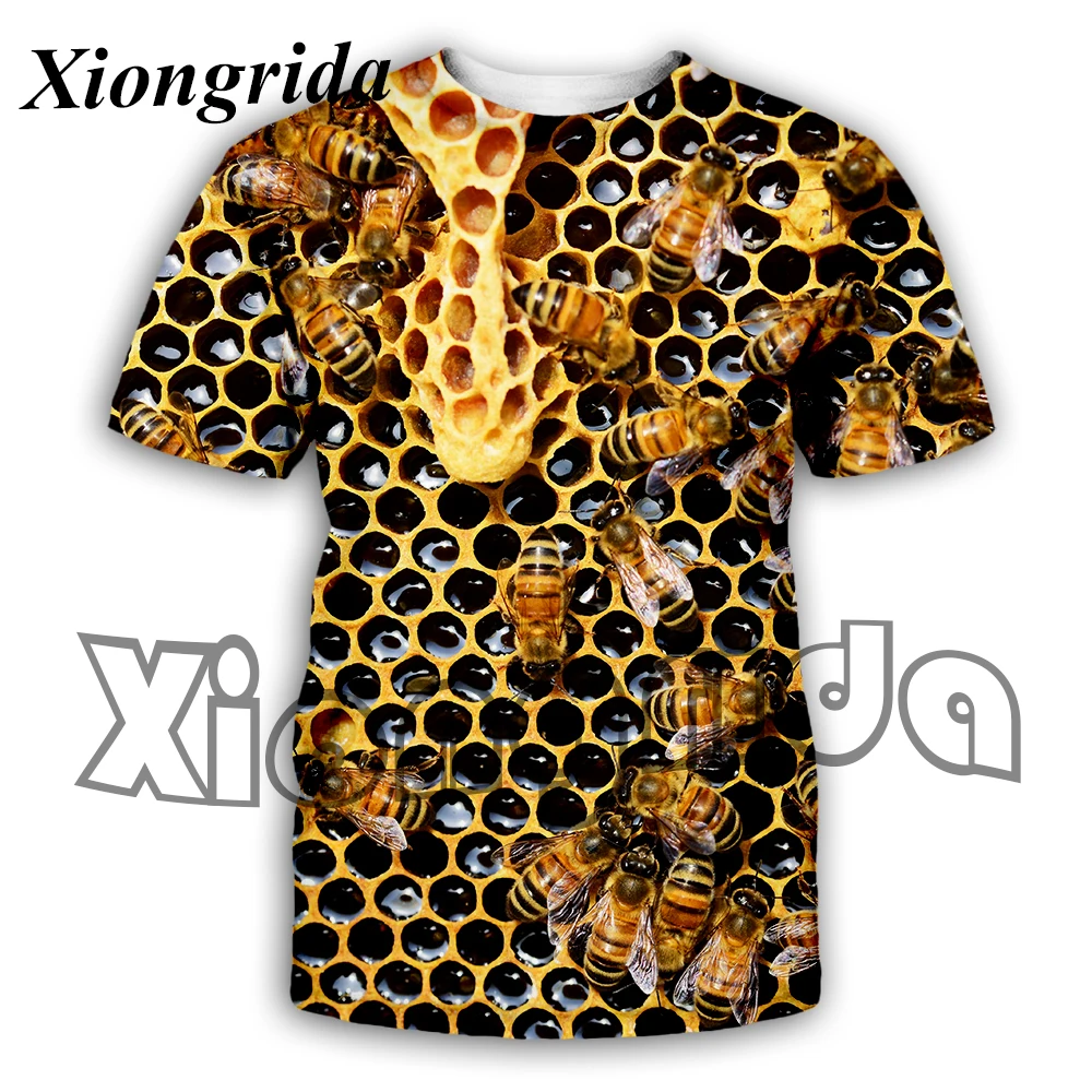 Bee Graphic T Shirt Mens Insect Hive Honeycomb 3D Print Short Sleeve T-Shirts Harajuku Beach Tees Summer Casual Unisex Top