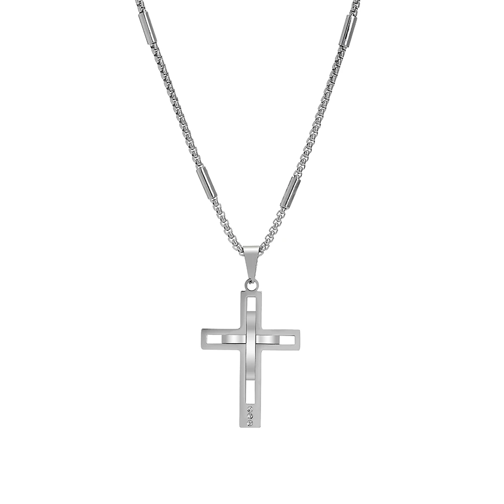 Fashion OL Two Color Titanium Steel Cross Necklace Man For Party Birthday Gifts Fashion Jewelry