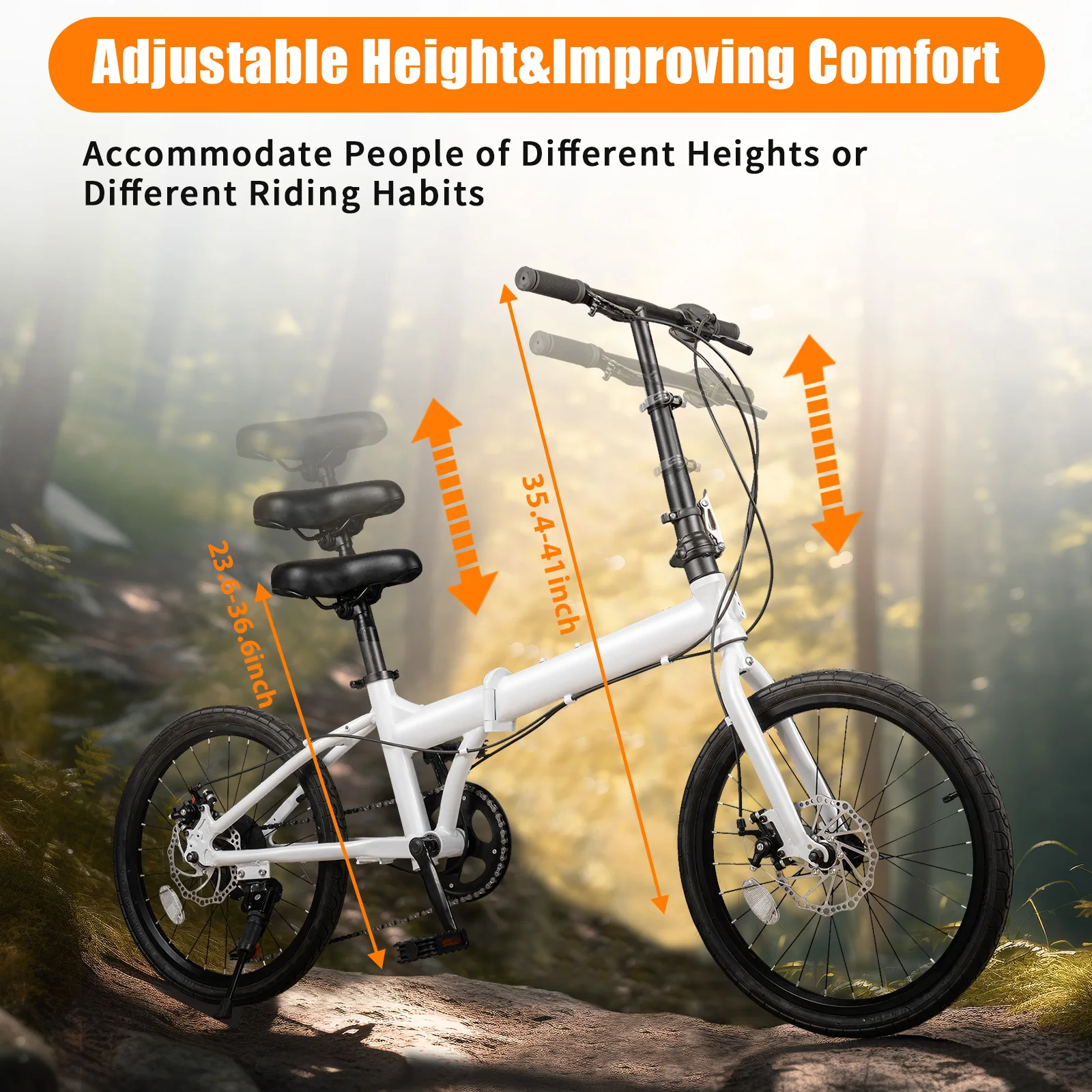 20-inch Folding Bike Foldable Bicycle with 7 Speed Gears Wheels Easy Folding City Bicycle with Disc Brake