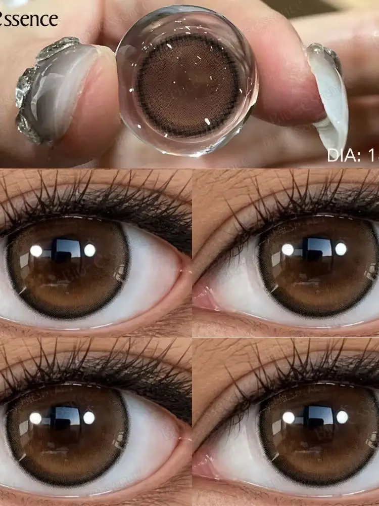 Bio-essence Natürliche braun gefärbte Kontaktlinsen, 14,5 mm, große Augen, glasfarbene Pupille, graue Linse, blaue Augenlinsen für tägliches und Party-Make-up