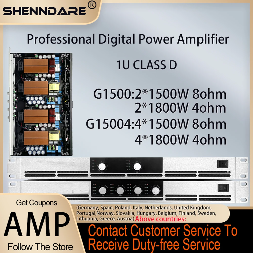 ShennDare G15004 Professional Digital Power Amplifier 4x1500w Class D Audio Subwoofer Amplifier Line Array Speaker Sound AMP