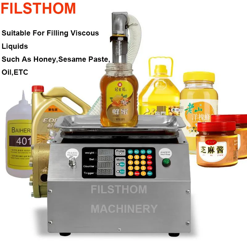 Semi Automatic Weighing Liquid Paste Filling Machine Copper Gear Pump Filler For Drinks Perfume Shampoo Cosmetic Cream Honey