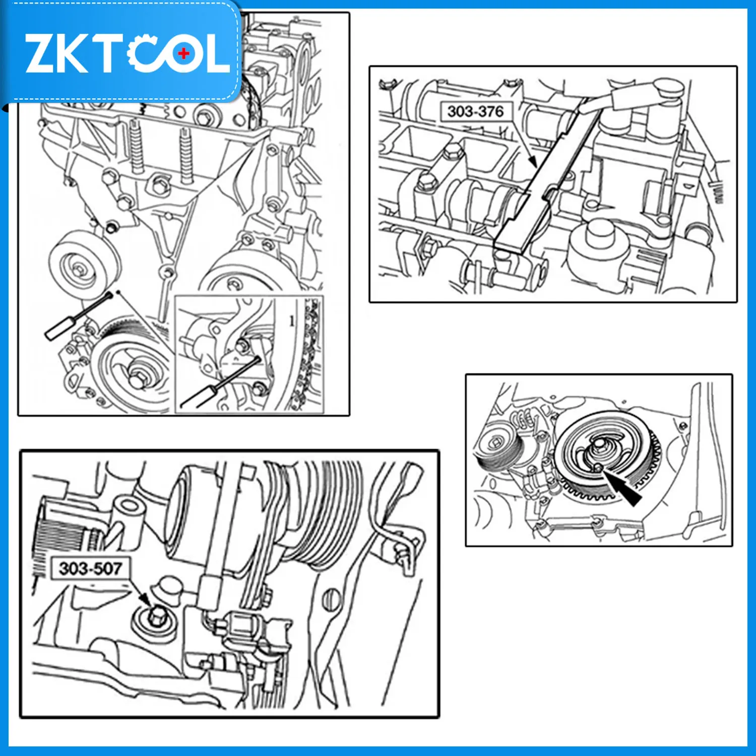 5 Piece Car Engine Timing Crank Lock Camshaft Repair Tool Kit for Mazda 121 Volvo C30 Ford 1.8 2.0 2.3 C-MAX Cougar Fiesta Focus