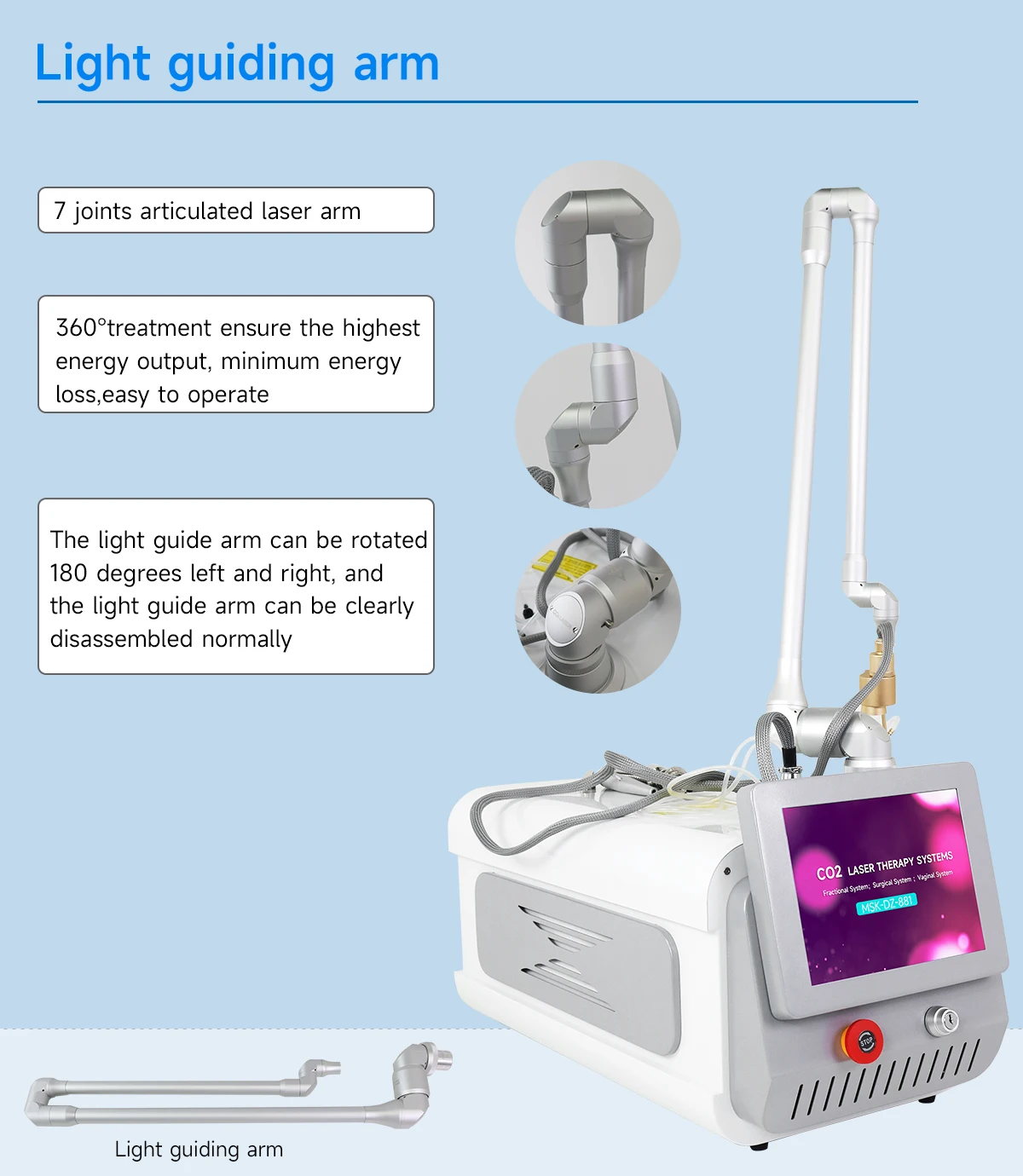 Professionelle CO2-Laser-Narbenentfernungsmaschine Fraktionierte Lasermaschine zur Hautverjüngung Faltenentfernung und Pigmentbehandlung – Detail 7